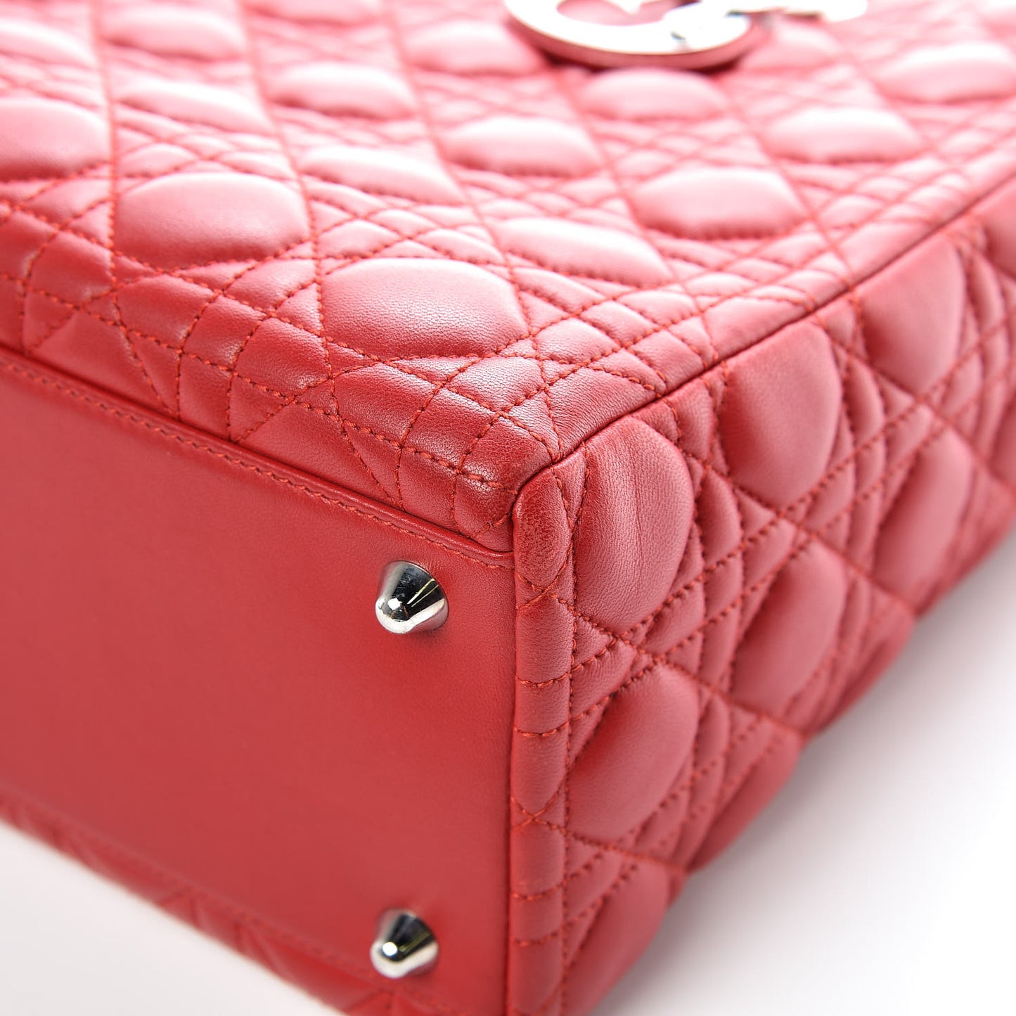 Lambskin Cannage Large Lady Dior Red