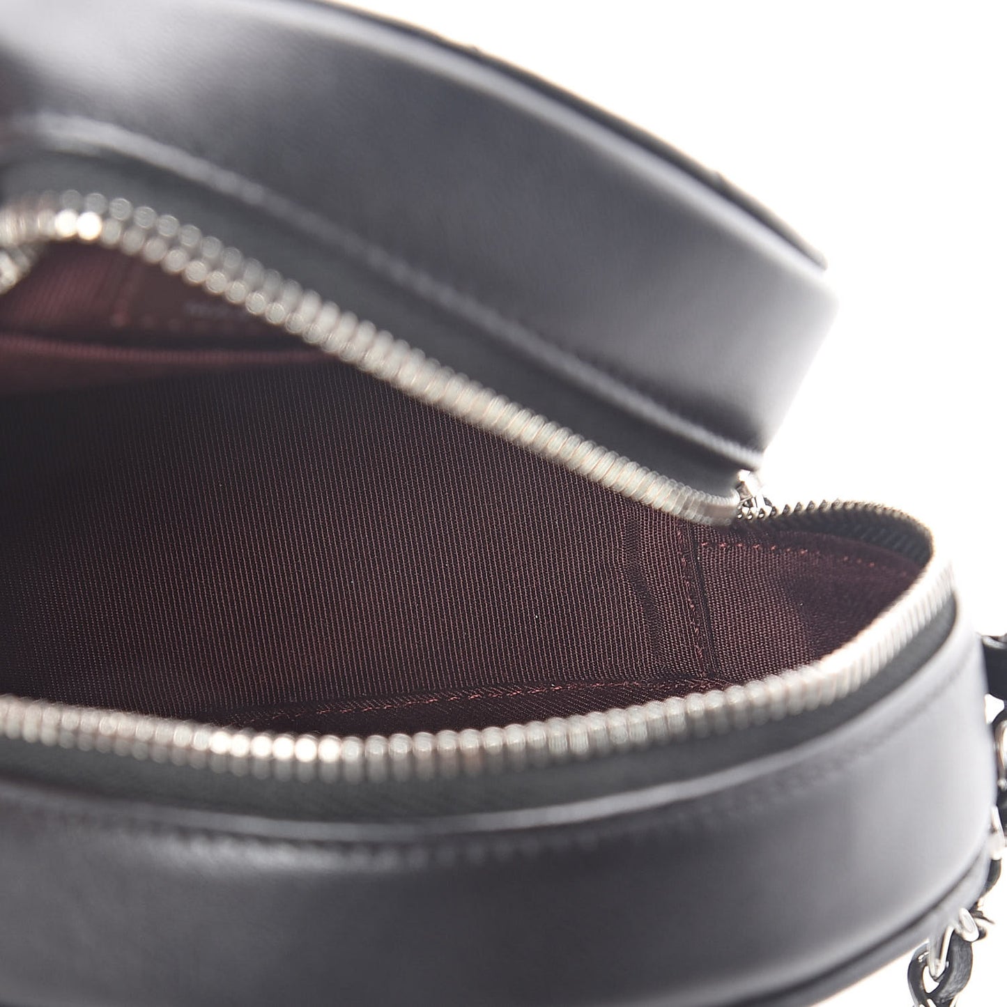 Lambskin Quilted Round Clutch With Chain Black