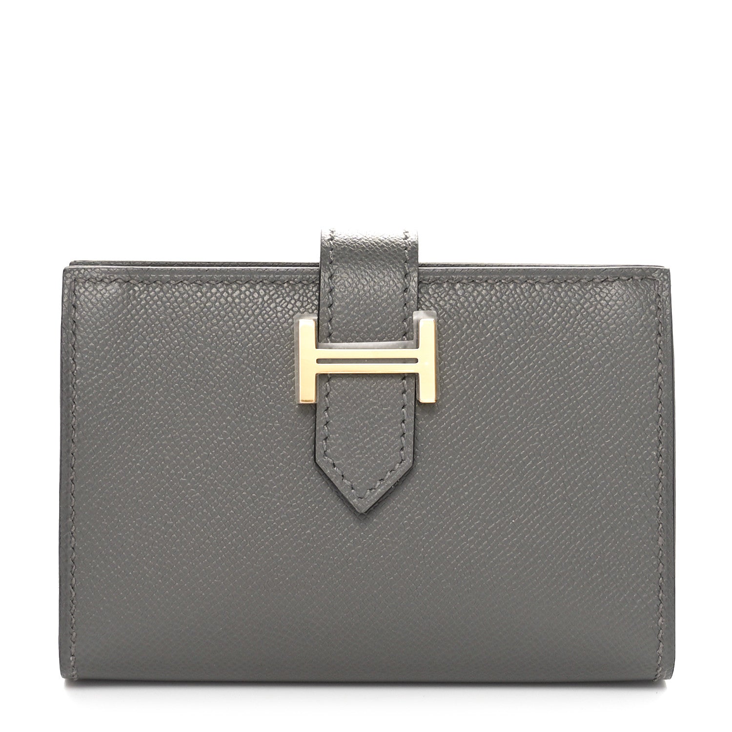 Hermes Epsom Bearn Card Holder Wallet Gris Meyer 1 of 8