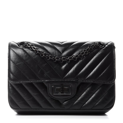 Chanel Aged Calfskin Chevron Quilted 2.55 Reissue Mini Flap So Black 1 of 11