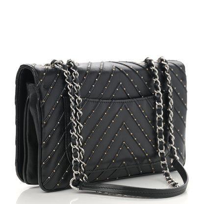 Chanel Calfskin Studded Chevron Quilted Flap Black 3 of 12