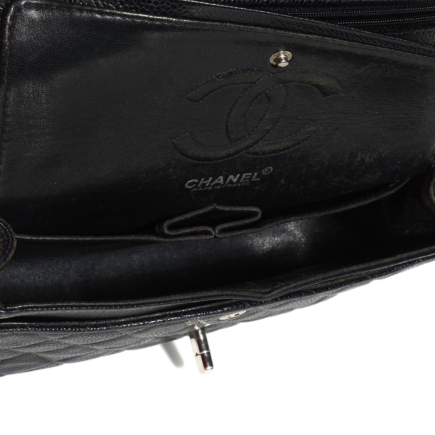 Caviar Quilted Small Double Flap Black