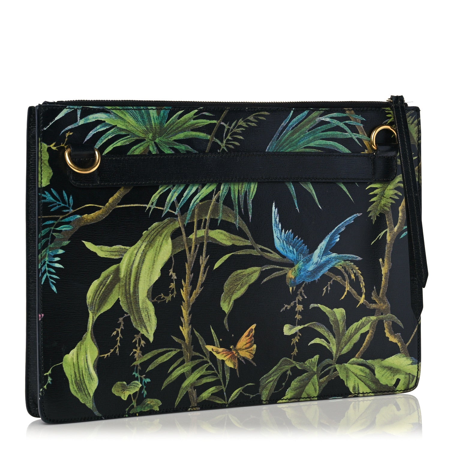 Gucci Calfskin Tropical Print Messenger Black 3 of 13
