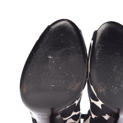 Gucci Satin Animal Print Peep Toe Pumps 7.5 Black 8 of 18