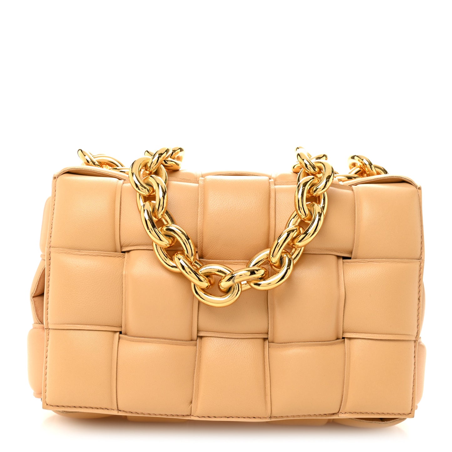 Lambskin Maxi Intreccio Padded Chain Cassette Crossbody Bag Porridge