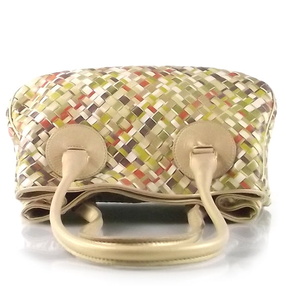 Woven Leather Satchel Multicolor