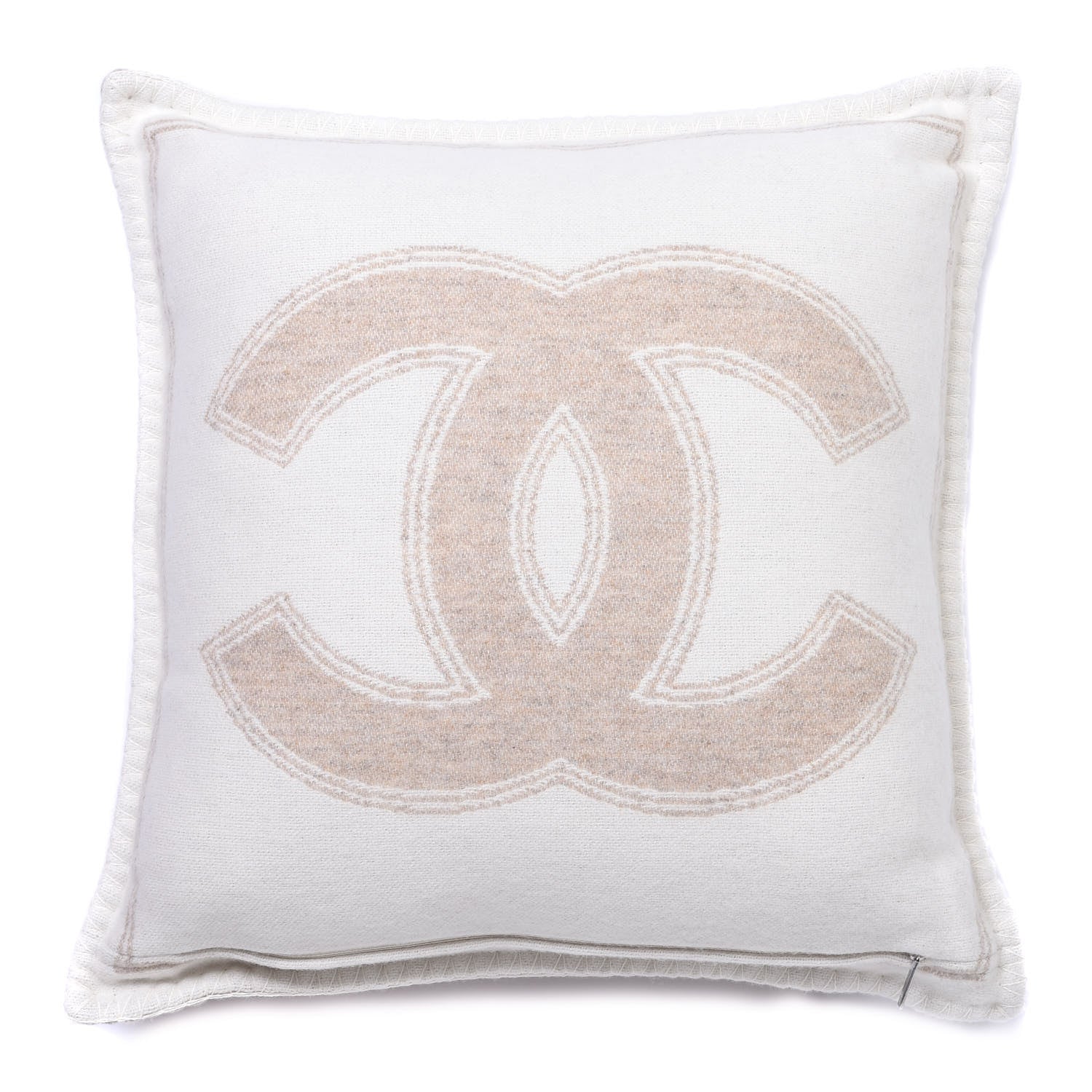 Chanel Merino Wool Cashmere CC Pillow Beige Off White 3 of 3