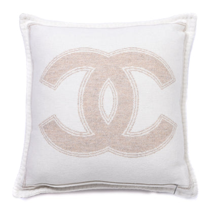 Chanel Merino Wool Cashmere CC Pillow Beige Off White 3 of 3