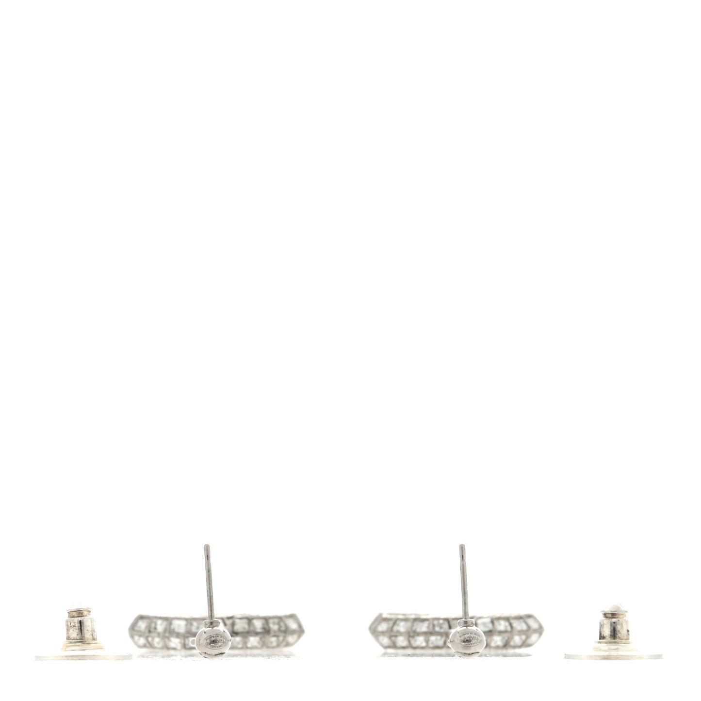 Crystal Baguette CC Dangle Earrings Silver