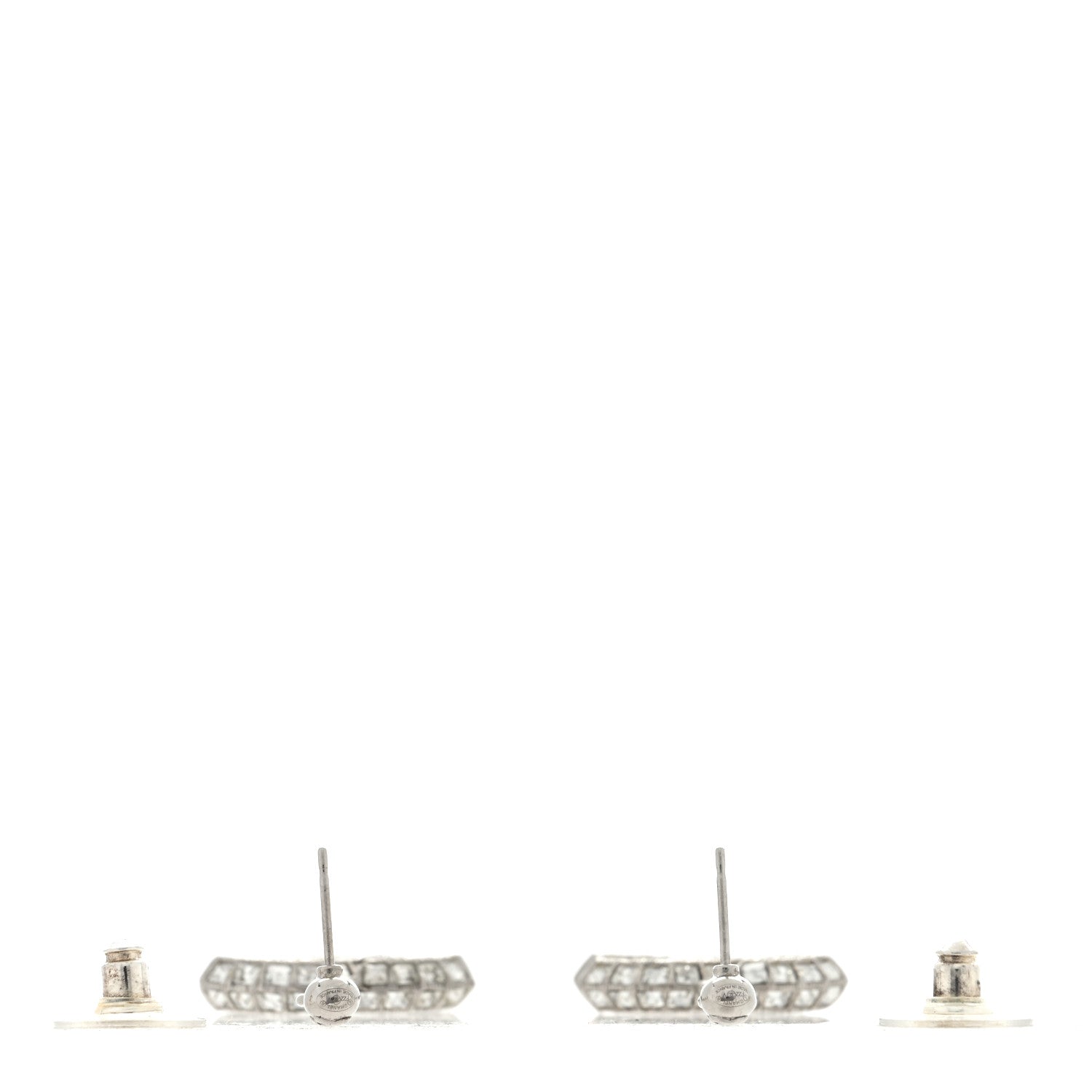 Chanel Crystal Baguette CC Dangle Earrings Silver 3 of 5
