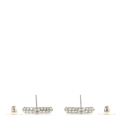 Chanel Crystal Baguette CC Dangle Earrings Silver 3 of 5