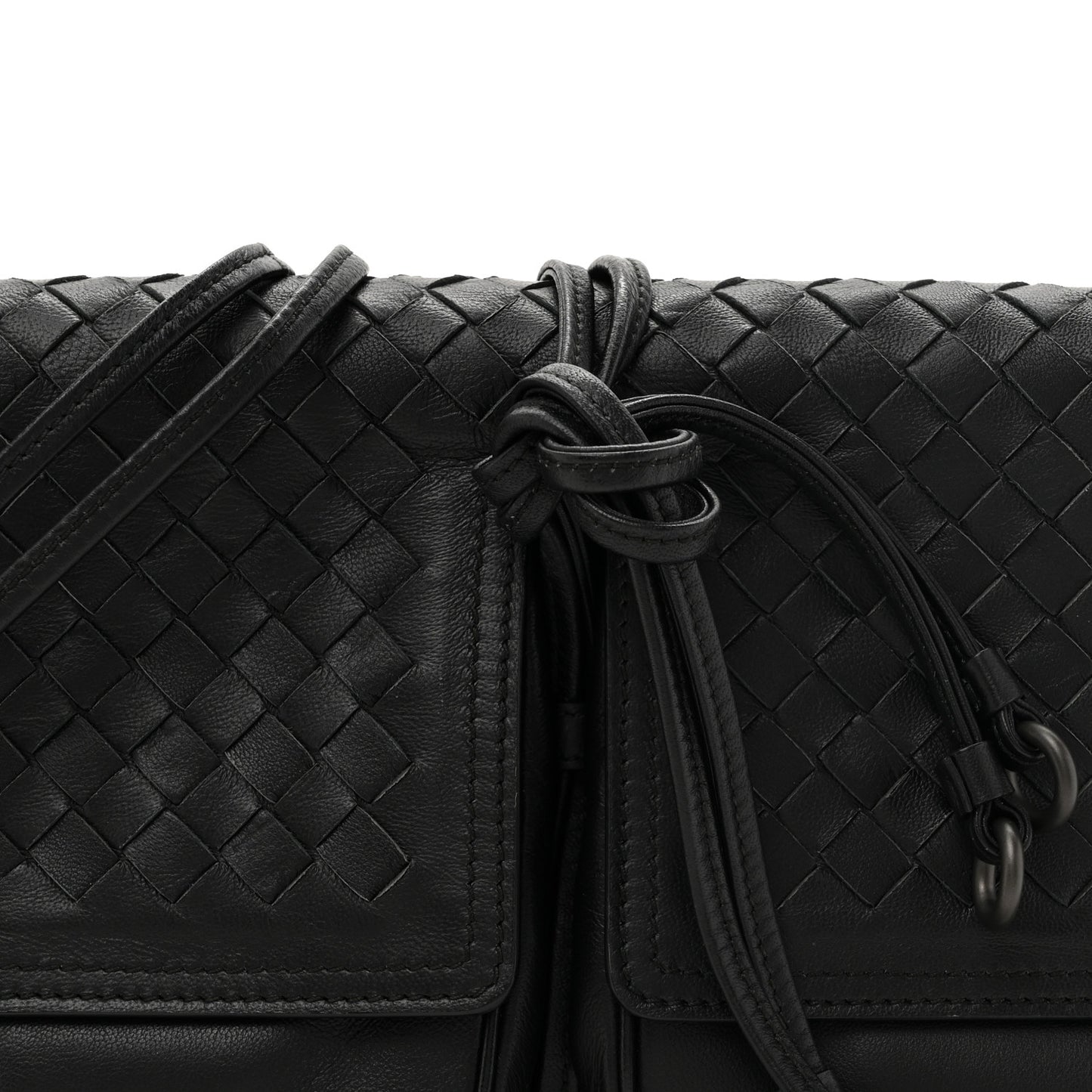 Nappa Intrecciato Small Double Pocket Flap Black