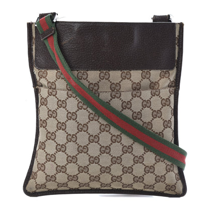 Gucci GG Monogram Web Messenger Crossbody Bag Dark Brown 1 of 14
