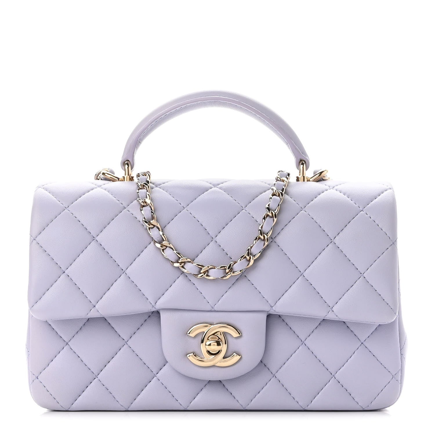 Chanel Lambskin Quilted Mini Top Handle Rectangular Flap Light Purple 1 of 10