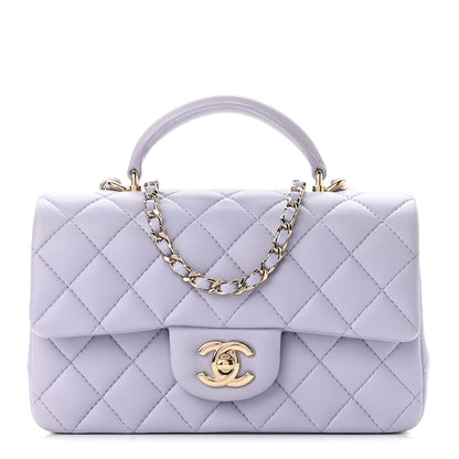 Chanel Lambskin Quilted Mini Top Handle Rectangular Flap Light Purple 1 of 10