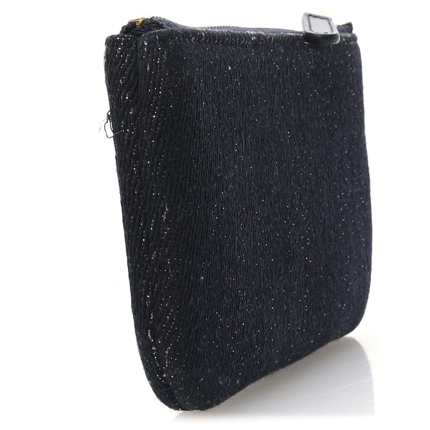 Chanel Lurex Canvas Deauville Cosmetic Pouch Navy Blue Gold 3 of 8