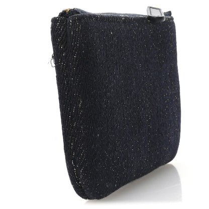 Chanel Lurex Canvas Deauville Cosmetic Pouch Navy Blue Gold 3 of 8
