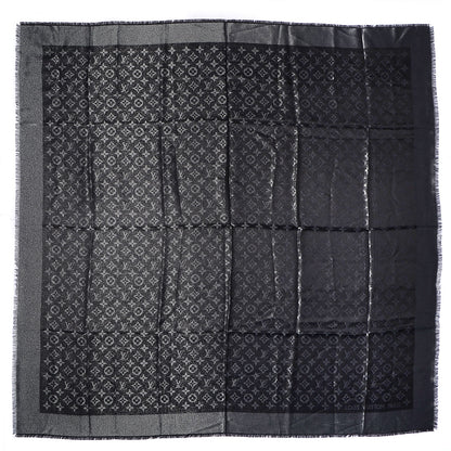Louis Vuitton Silk Lurex Wool Monogram Shine Shawl Black 3 of 5