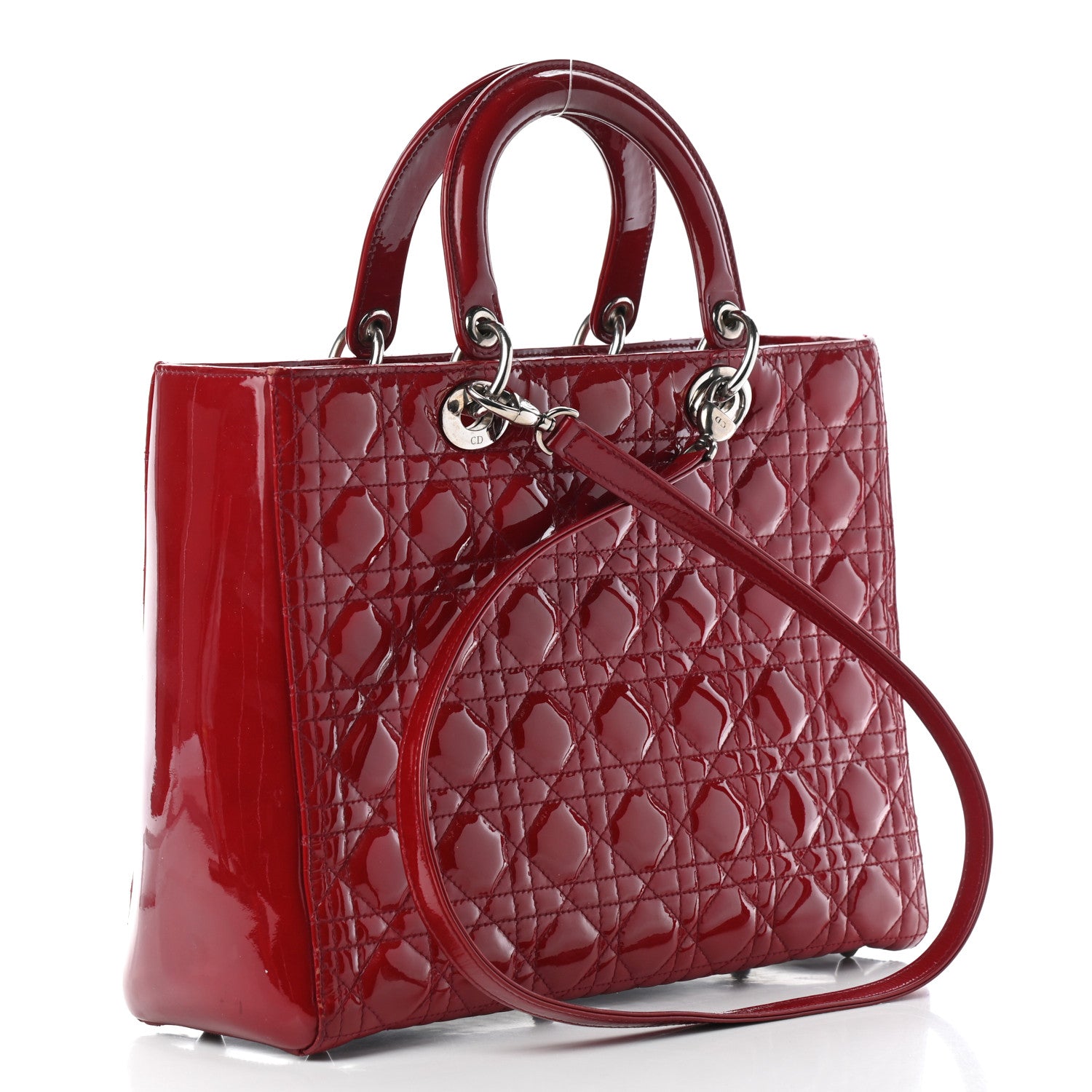 Christian Dior Patent Cannage Large Lady Dior Red 3 of 7