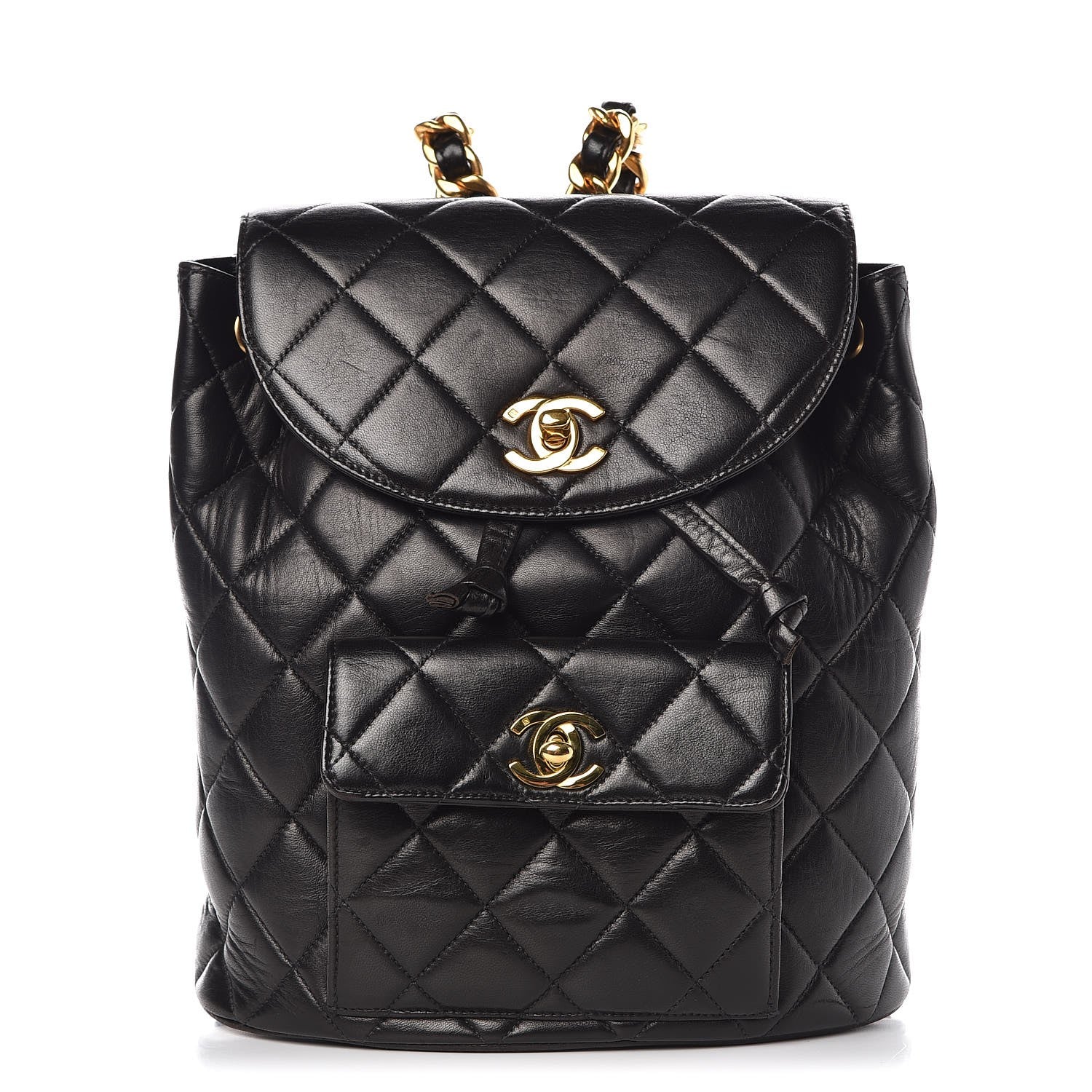 Chanel Lambskin Quilted Drawstring Backpack Black 1 of 10