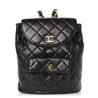 Chanel Lambskin Quilted Drawstring Backpack Black 1 of 10