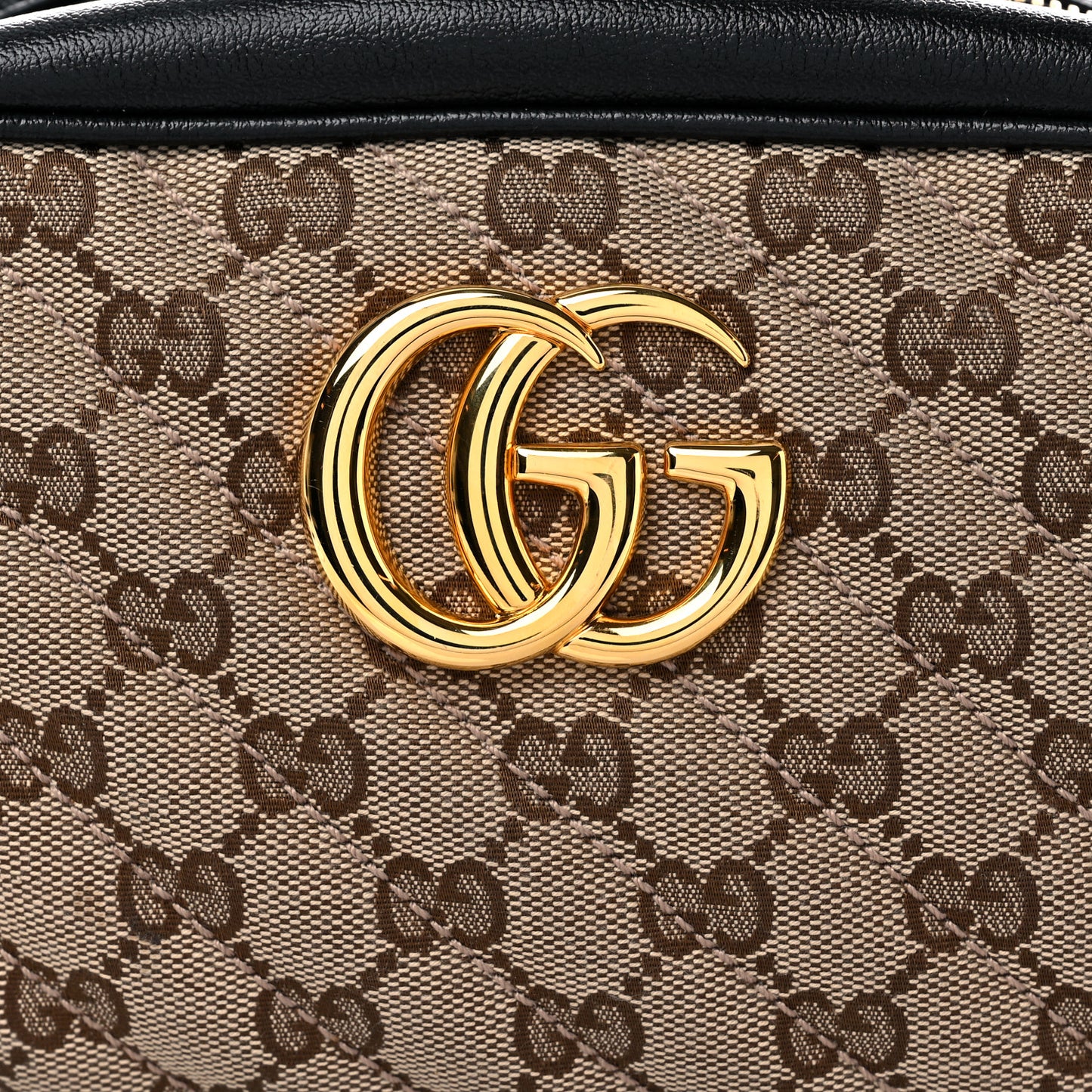 Monogram Matelasse Diagonal Small GG Marmont Chain Shoulder Bag Beige Black