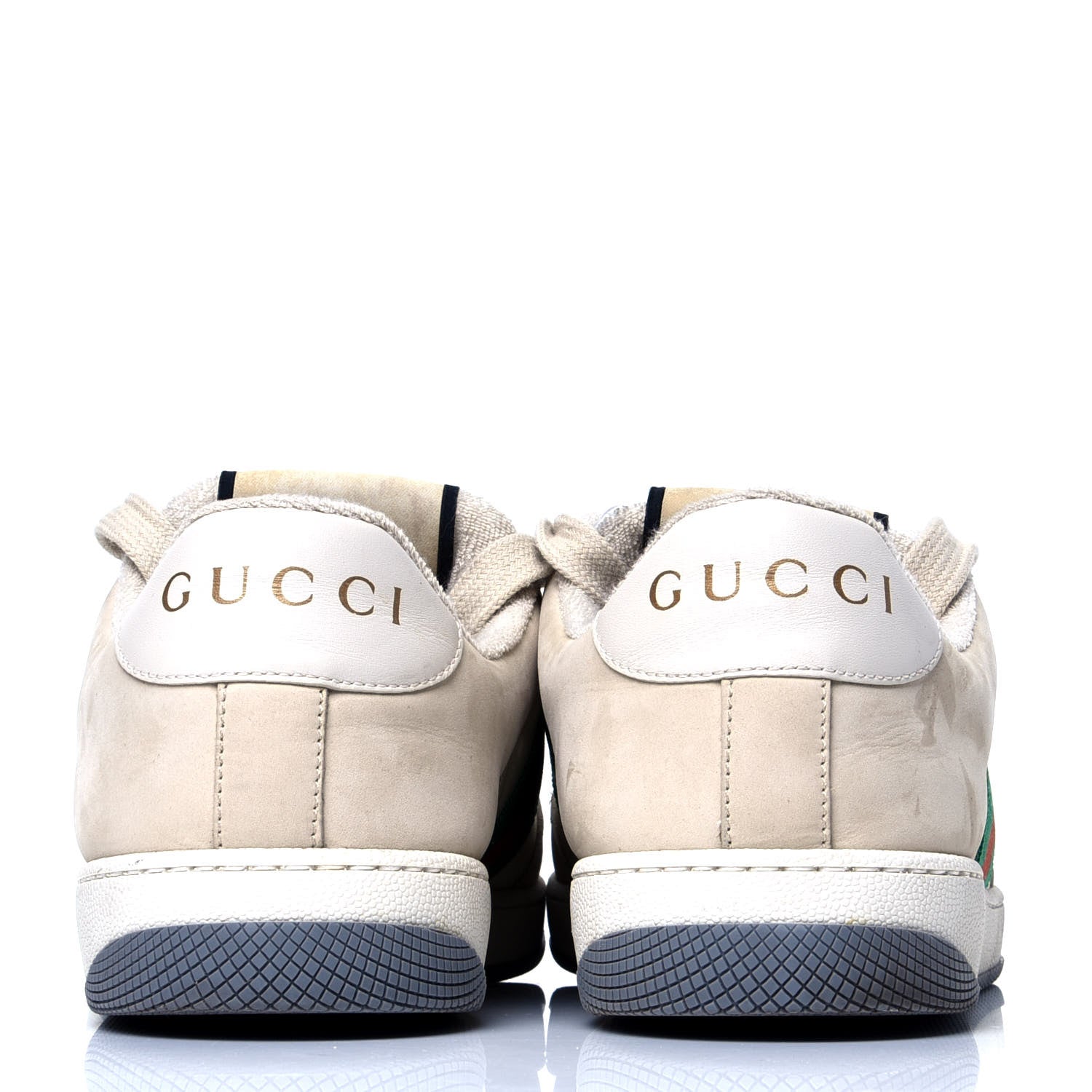 Gucci Nylon Nubuck Web Womens Screener Sneakers 41 Mystic White Dusty Milk 4 of 5