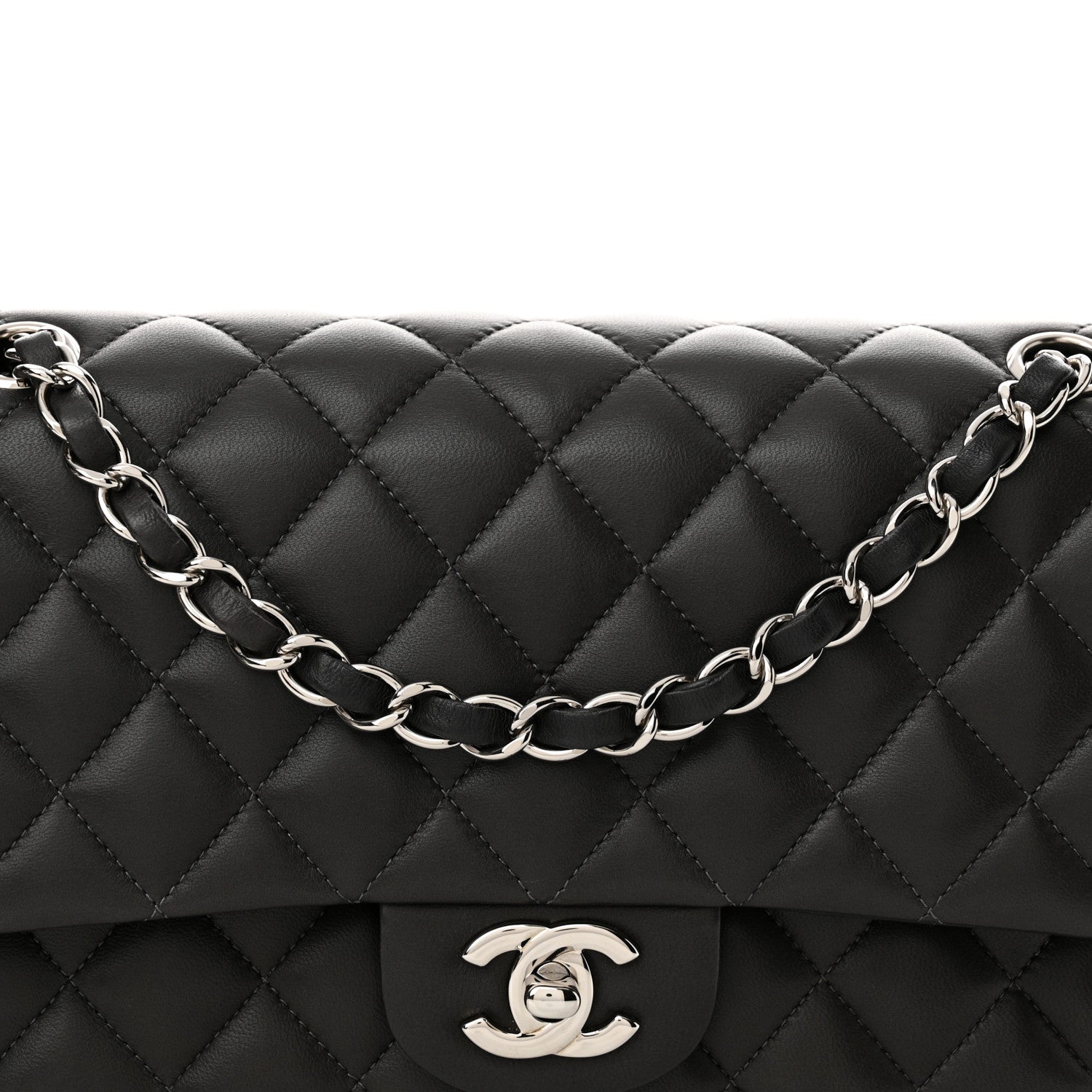 Chanel Lambskin Quilted Medium Double Flap Dark Grey 8 of 11