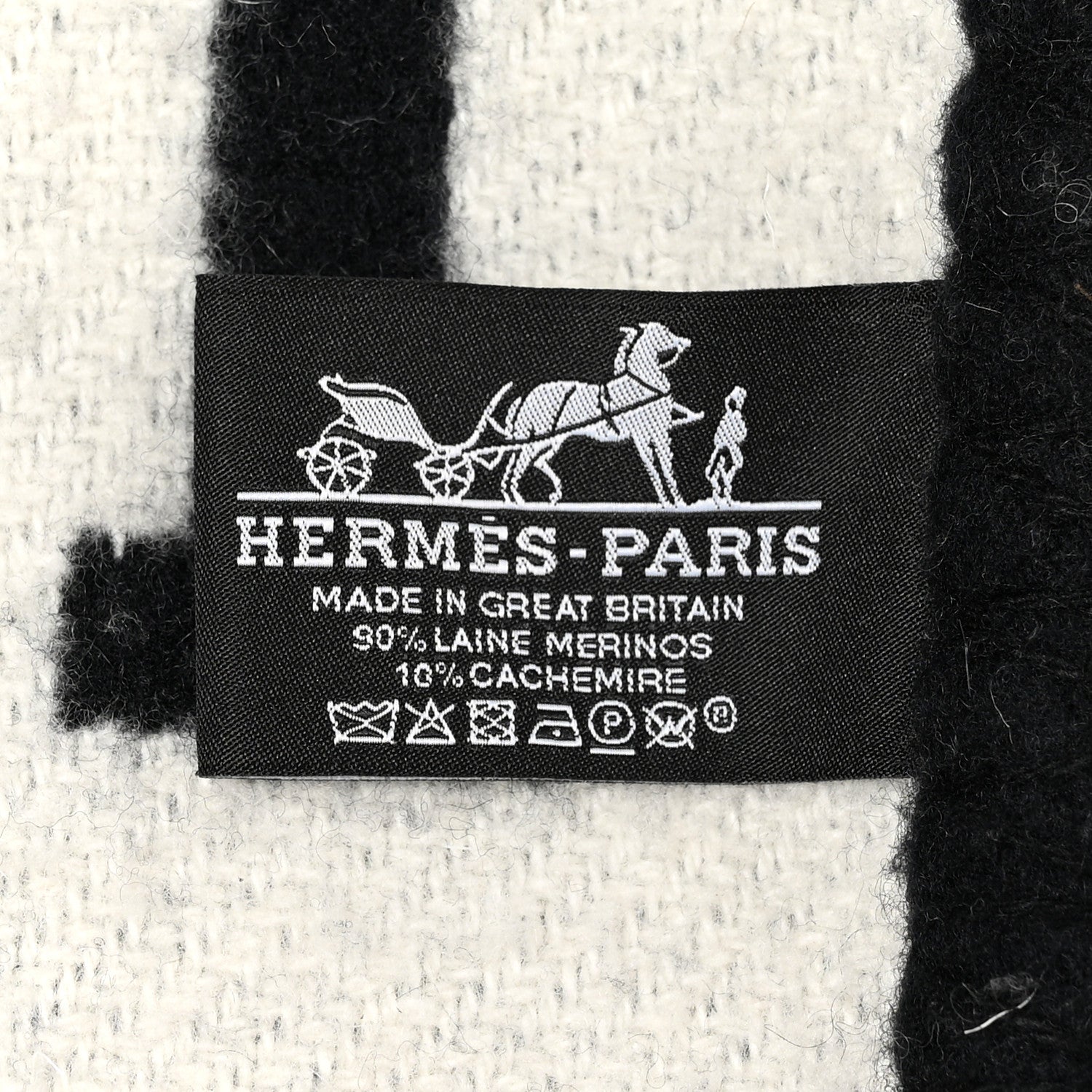 Hermes Wool Cashmere Avalon III Blanket Ecru Black 3 of 4