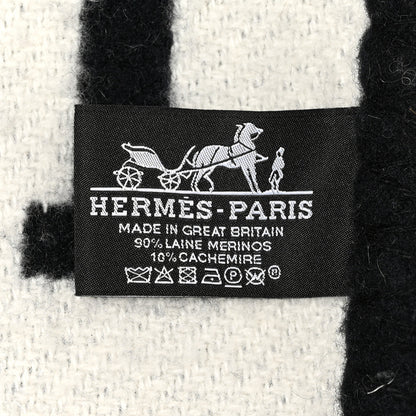 Hermes Wool Cashmere Avalon III Blanket Ecru Black 3 of 4
