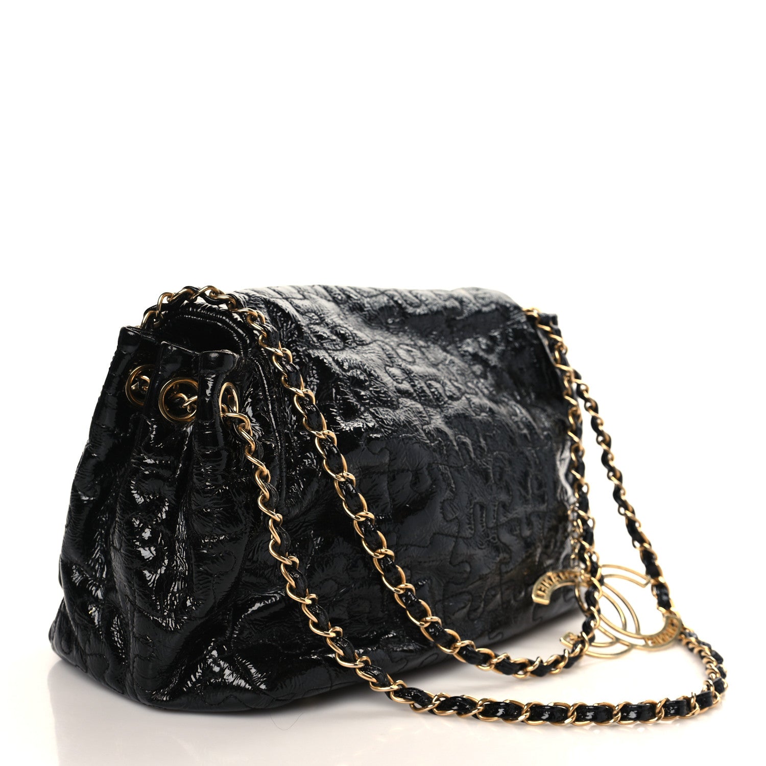 Chanel Patent Puzzle Accordion Flap Bag Black 4 of 9