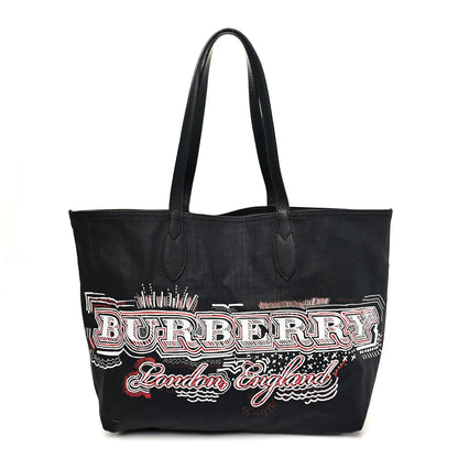 Burberry Coated Canvas Mega Check Medium Doodle Tote Black Red 1 of 12