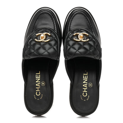 Chanel Lambskin Quilted CC Turnlock Mules 37 Black 2 of 11