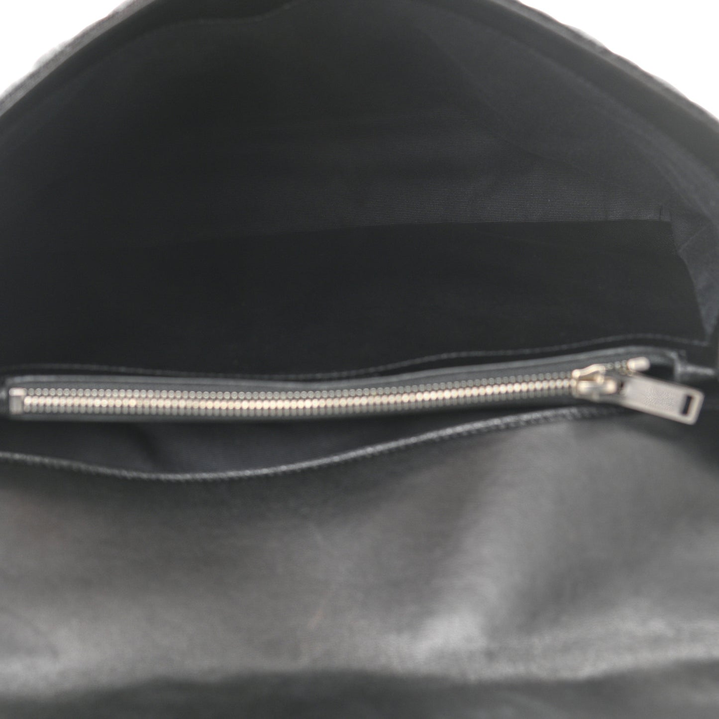 Denim Mixed Matelasse Triquilt Large Monogram Envelope Satchel Black