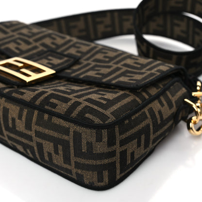 Fendi Fabric Jacquard FF 1974 Medium Baguette Tobacco Moro Black 10 of 11