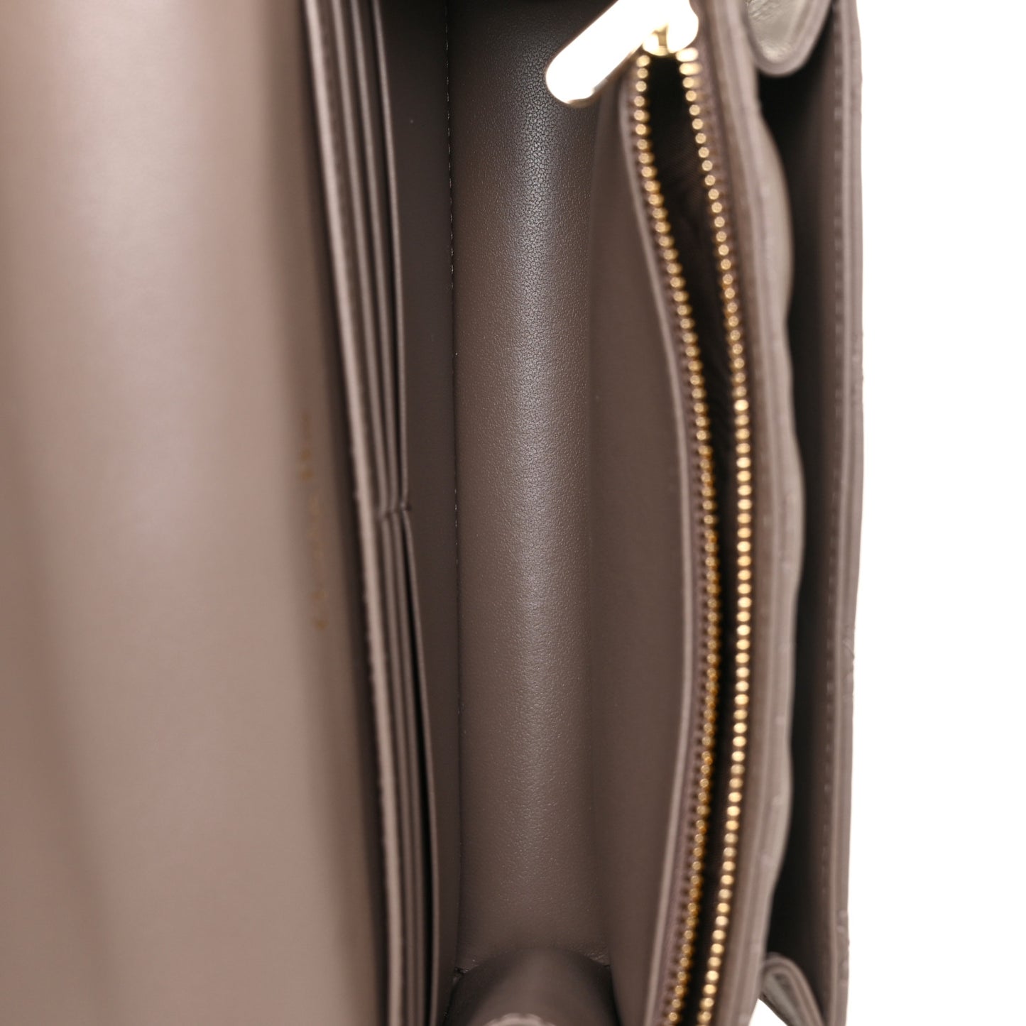 Lambskin Chain Lady Dior Chain Pouch Warm Taupe