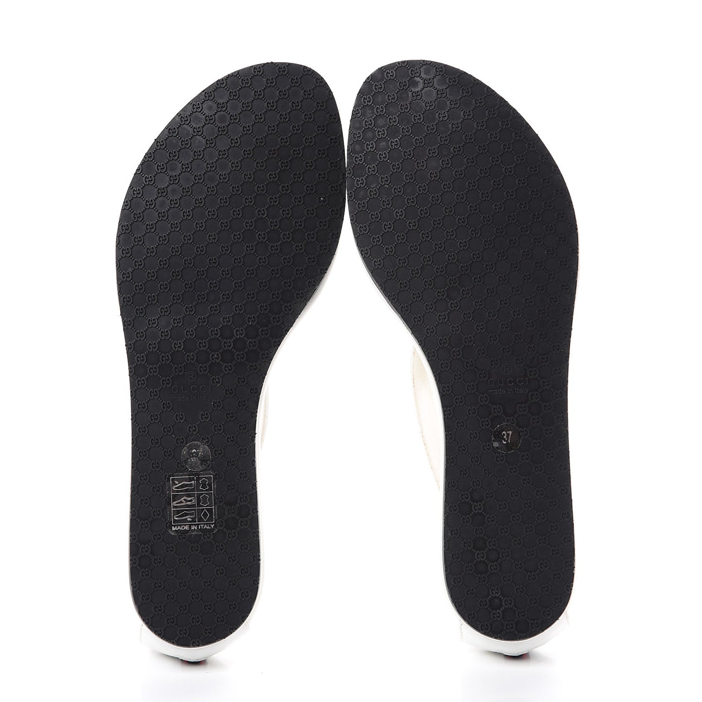 Calfskin GG Zip Thong Sandals 37 White