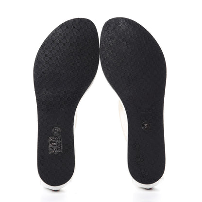 Gucci Calfskin GG Zip Thong Sandals 37 White 5 of 8