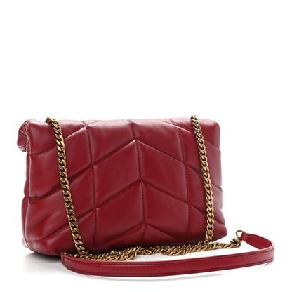 Saint Laurent Lambskin Quilted Toy Loulou Puffer Monogram Chain Satchel Red 3 of 10