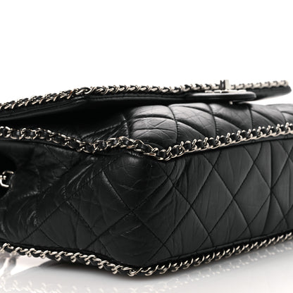 Chanel Crumpled Calfskin Quilted Large Chain Around Flap Black 9 of 15