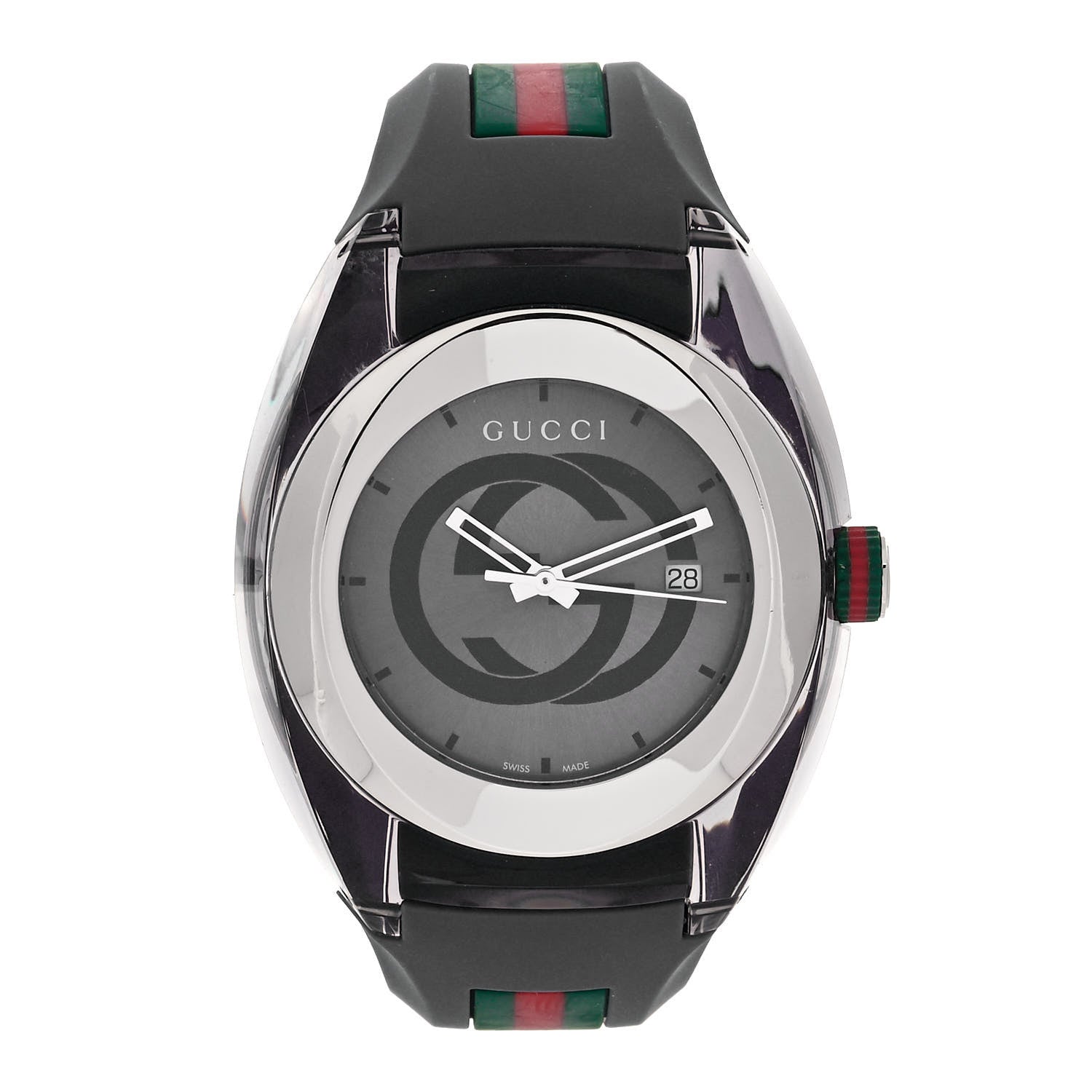 Gucci Stainless Steel Rubber 46mm Sync Web Quartz Watch Grey 1 of 4