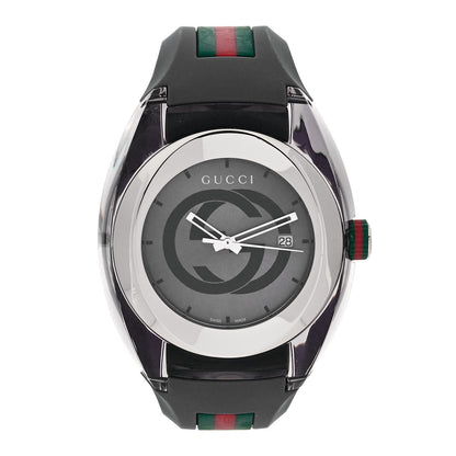 Gucci Stainless Steel Rubber 46mm Sync Web Quartz Watch Grey 1 of 4