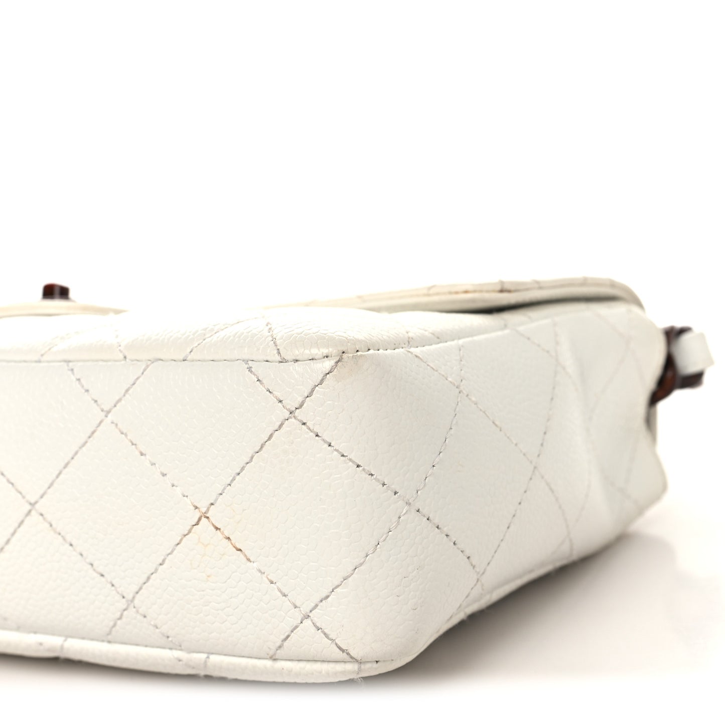 Caviar Quilted Tortoise Medium Single Flap White