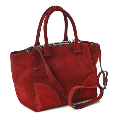 Prada Suede Scamosciato Stitched Small Twin Pocket Tote Porpora 3 of 8