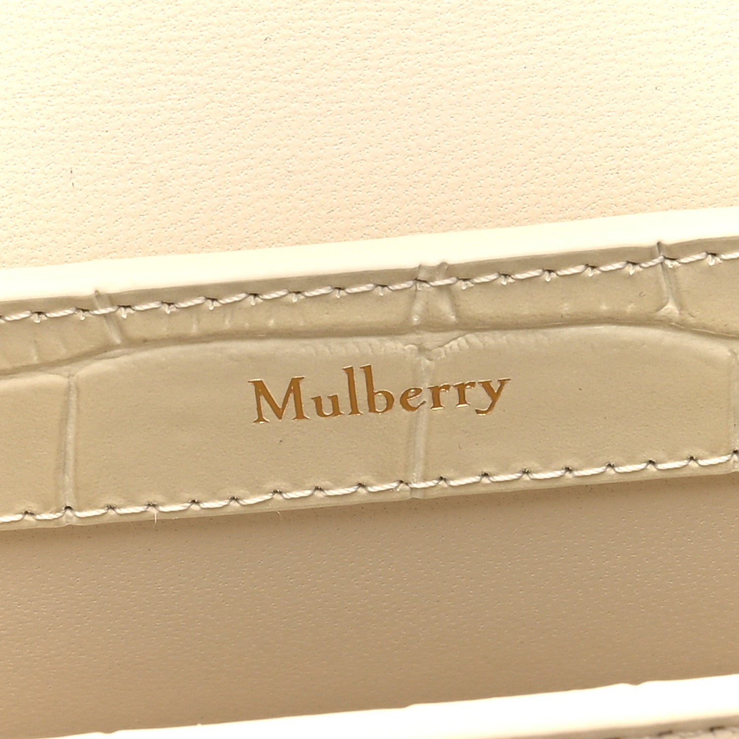 Mulberry Shiny Calfskin Crocodile Print East West Pimlico Satchel Eggshell 6 of 9