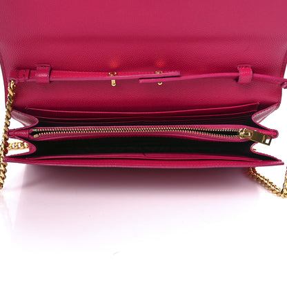 Saint Laurent Grain De Poudre Monogram Chain Wallet Bubblegum 5 of 11