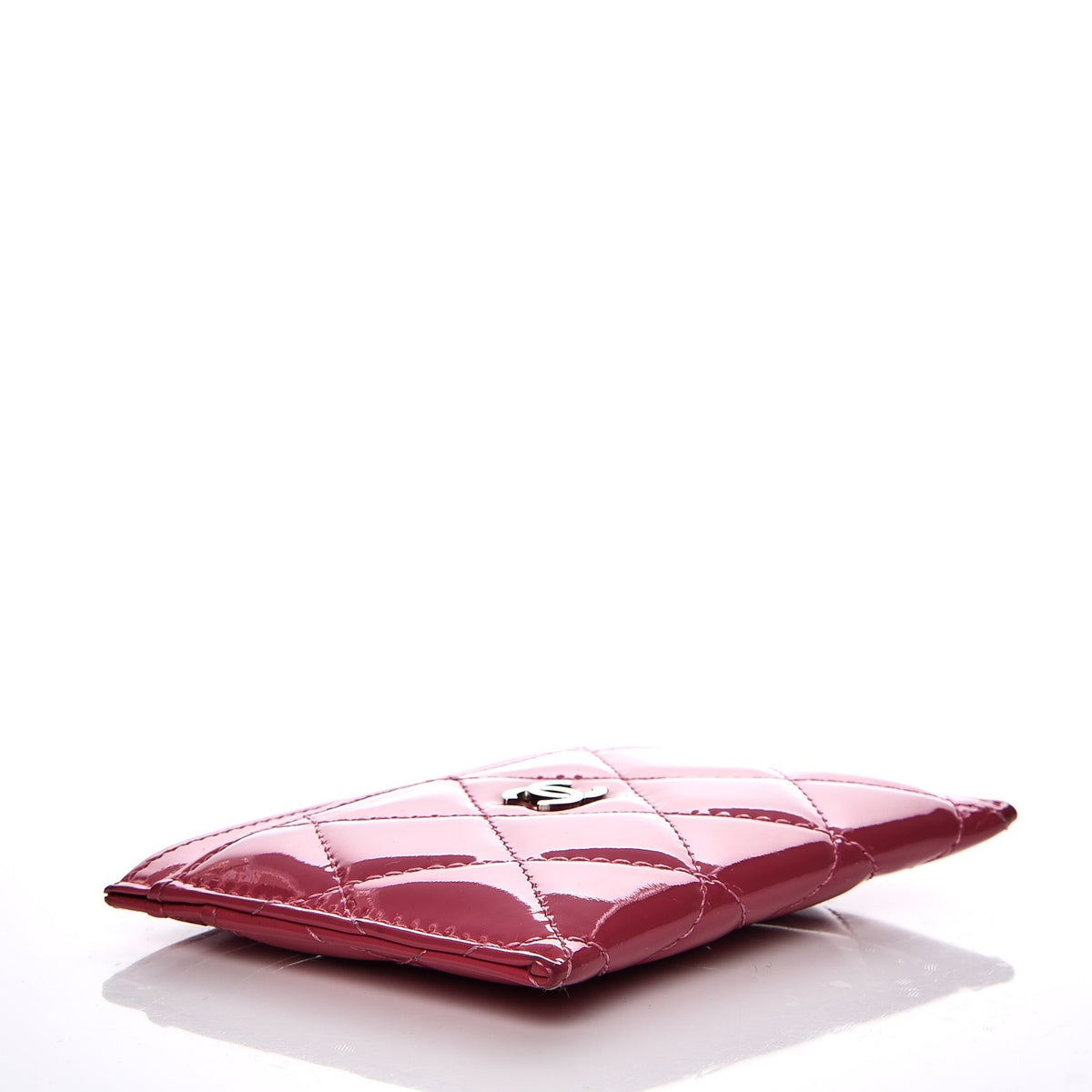 Patent Quilted Card Holder Fuchsia