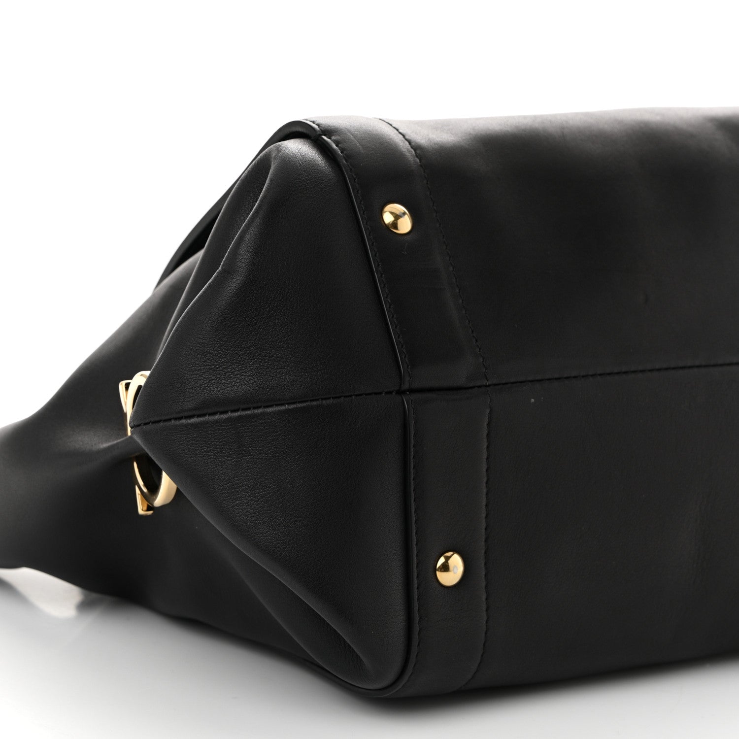 Salvatore Ferragamo Calfskin Trifolio Shopping Tote Black 9 of 10