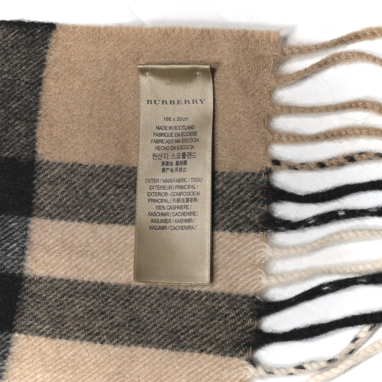 Burberry Cashmere Giant Heart Fringe Scarf Camel 4 of 4