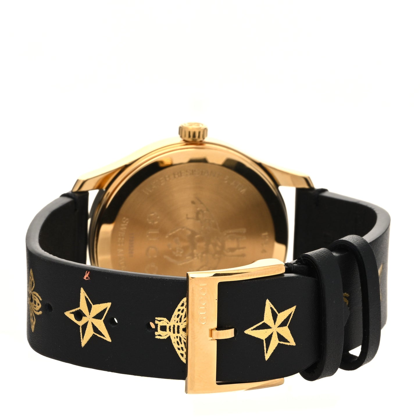 Stainless Steel Calfskin 38mm G-Timeless Bee Star Quartz Watch Black